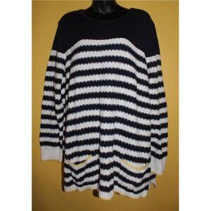 NWT CJ Banks 3x Navy White Sweater With Pockets Super Cute